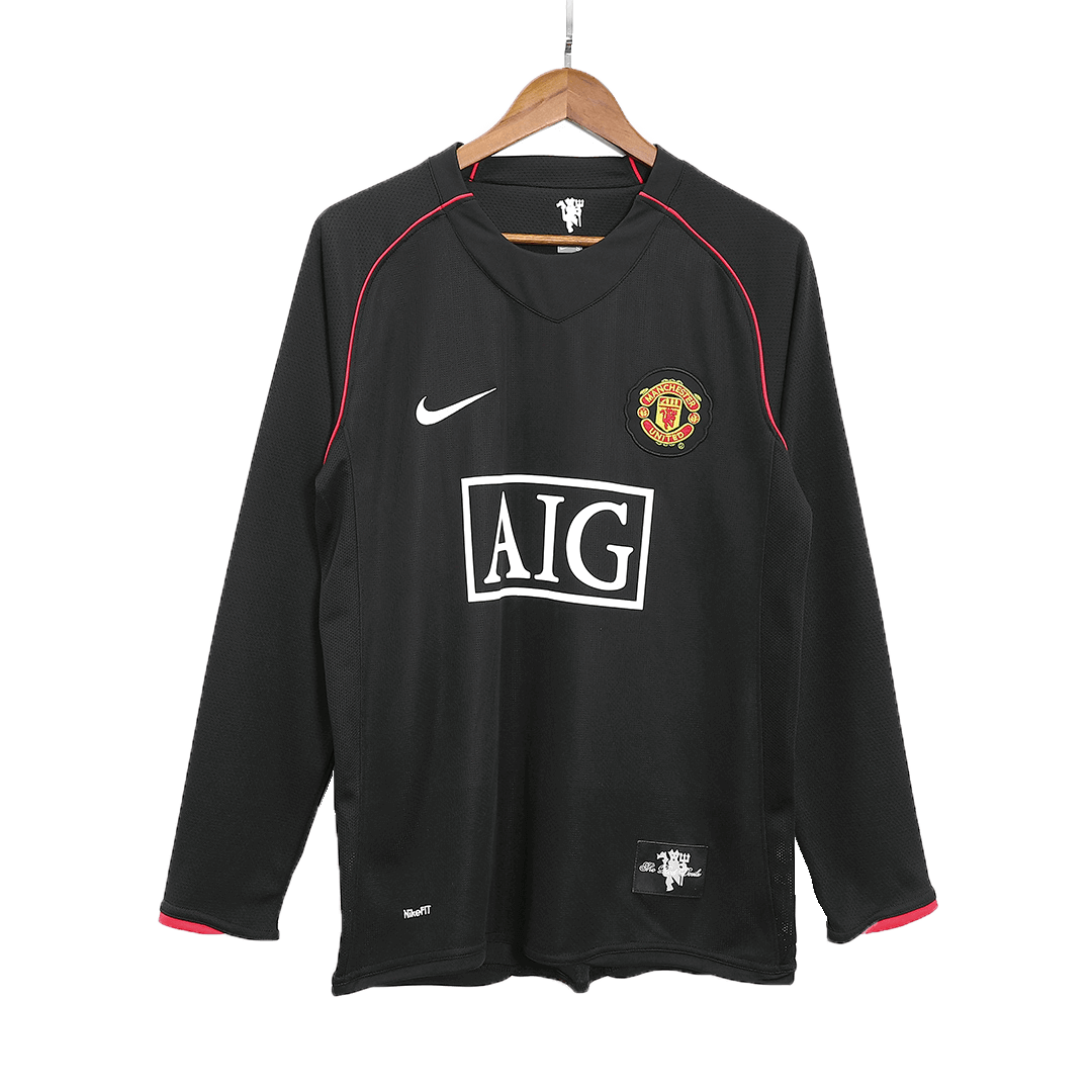 Tricouri Fotbal Vintage Manchester United Deplasare 2007/08 Mânecă Lungă