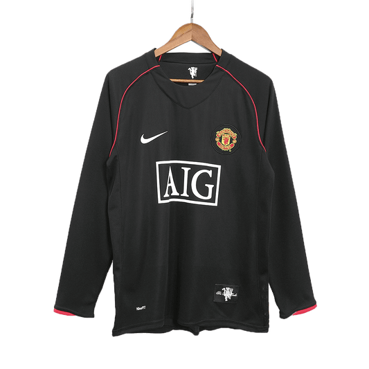 Tricouri Fotbal Vintage Manchester United Deplasare 2007/08 Mânecă Lungă