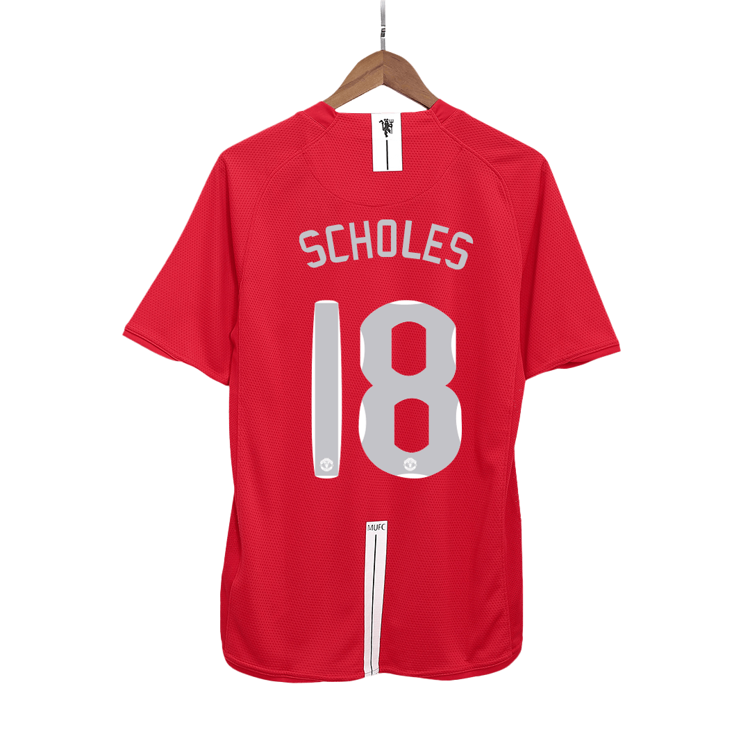 Tricouri Fotbal Vintage Manchester United SCHOLES #18 Acasă 2007/08 - UCL Final