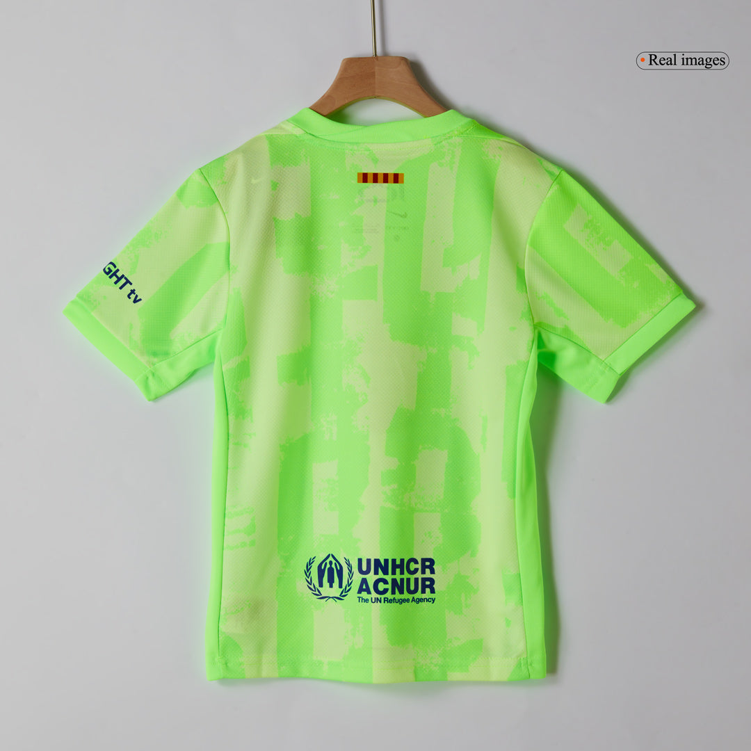 Set Tricouri Fotbal Barcelona Treilea 2024/25 Pentru Copii - UCL (Spotify Logo Without Text)