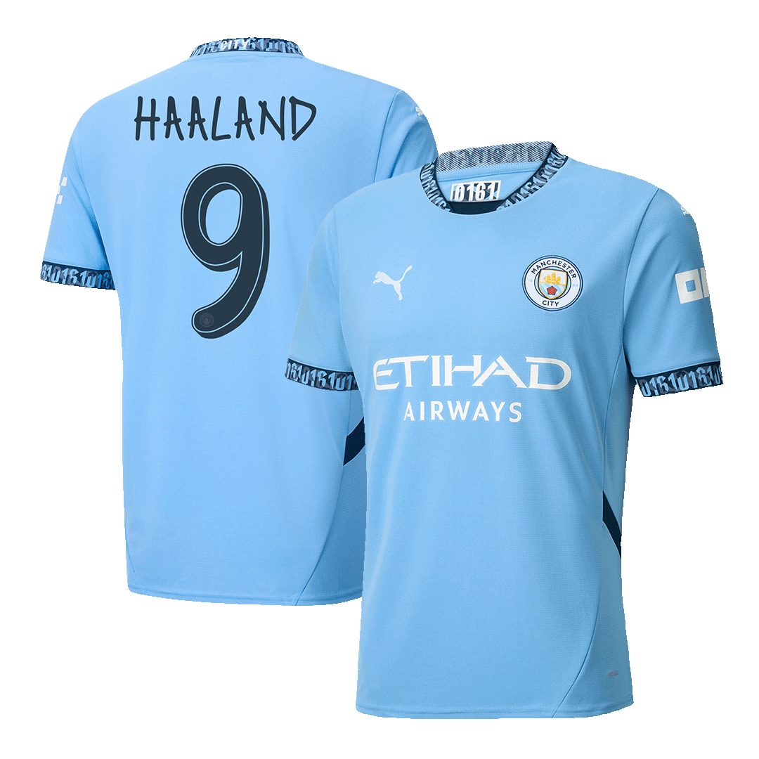 Tricouri Fotbal Manchester City HAALAND #9 Acasă 2024/25 - UCL (mărime mare)