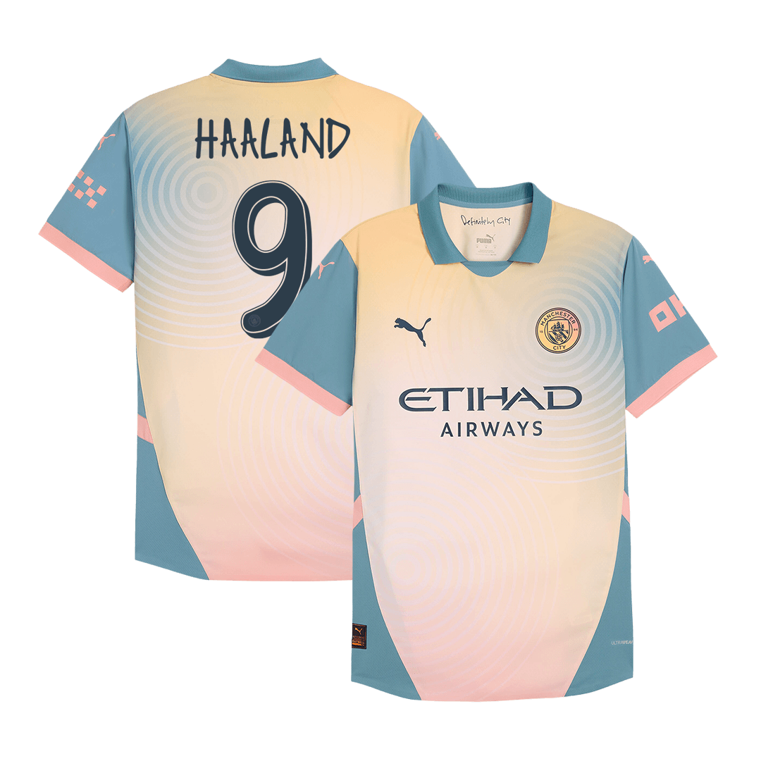 Tricouri Fotbal Manchester City HAALAND #9 Al Patrulea 2024/25 Authentic - Definitely City