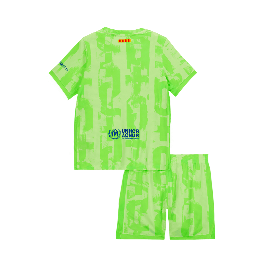 Set Tricouri Fotbal Barcelona Treilea 2024/25 Pentru Copii - UCL (Spotify Logo Without Text)