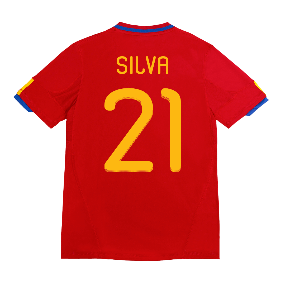 Tricouri Fotbal Vintage Spania SILVA #21 Acasă 2010