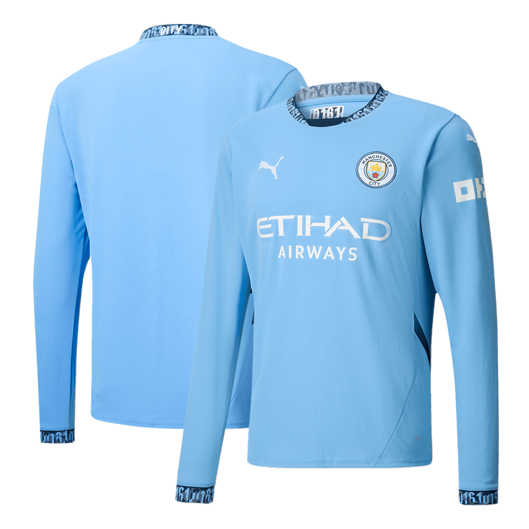 Tricouri Fotbal Manchester City Acasă 2024/25 Mânecă Lungă (mărime mare)