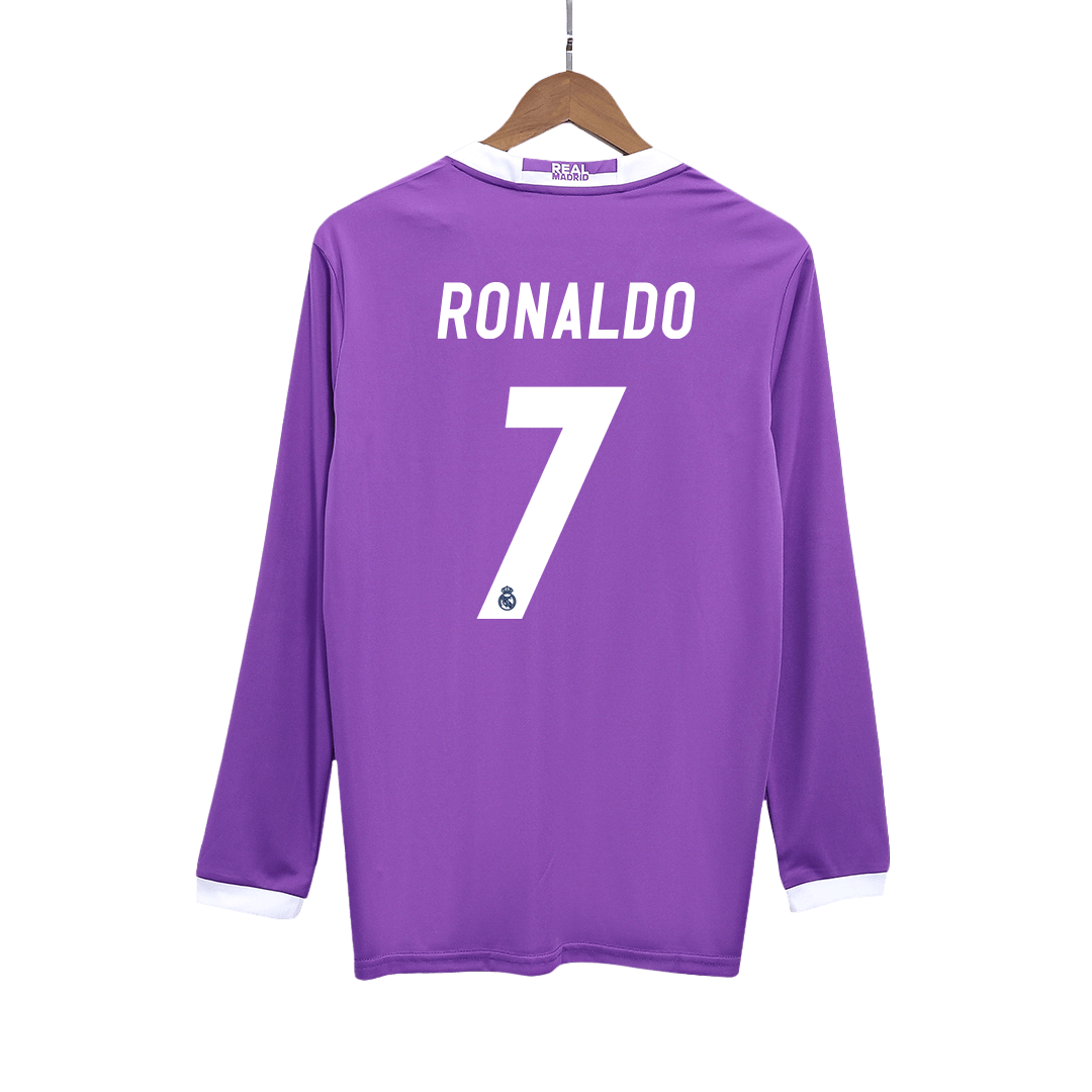 Tricouri Fotbal Vintage Real Madrid RONALDO #7 Deplasare 2016/17 Mânecă Lungă