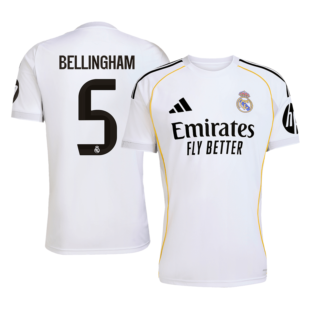 Tricouri Fotbal Real Madrid BELLINGHAM #5 Acasă 2025/26 - Premium (mărime mare)