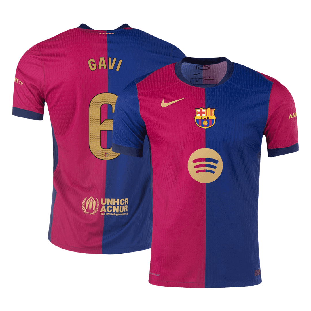 Tricouri Fotbal Barcelona GAVI #6 Acasă 2024/25 Authentic (Spotify Logo Without Text)