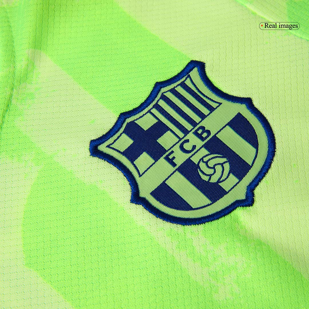 Set Tricouri Fotbal Barcelona Treilea 2024/25 Pentru Copii - UCL (Spotify Logo Without Text)
