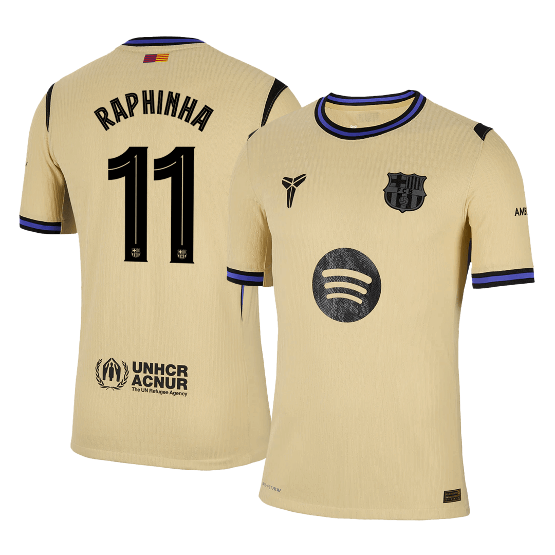 Tricouri Fotbal Barcelona RAPHINHA #11 Deplasare 2025/26 Authentic - UCL