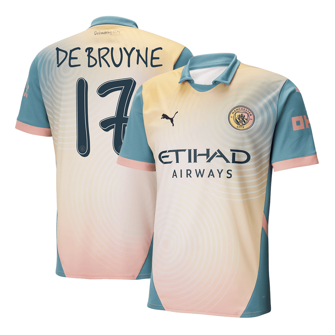 Tricouri Fotbal Manchester City DE BRUYNE #17 Al Patrulea 2024/25 - Definitely City (mărime mare)