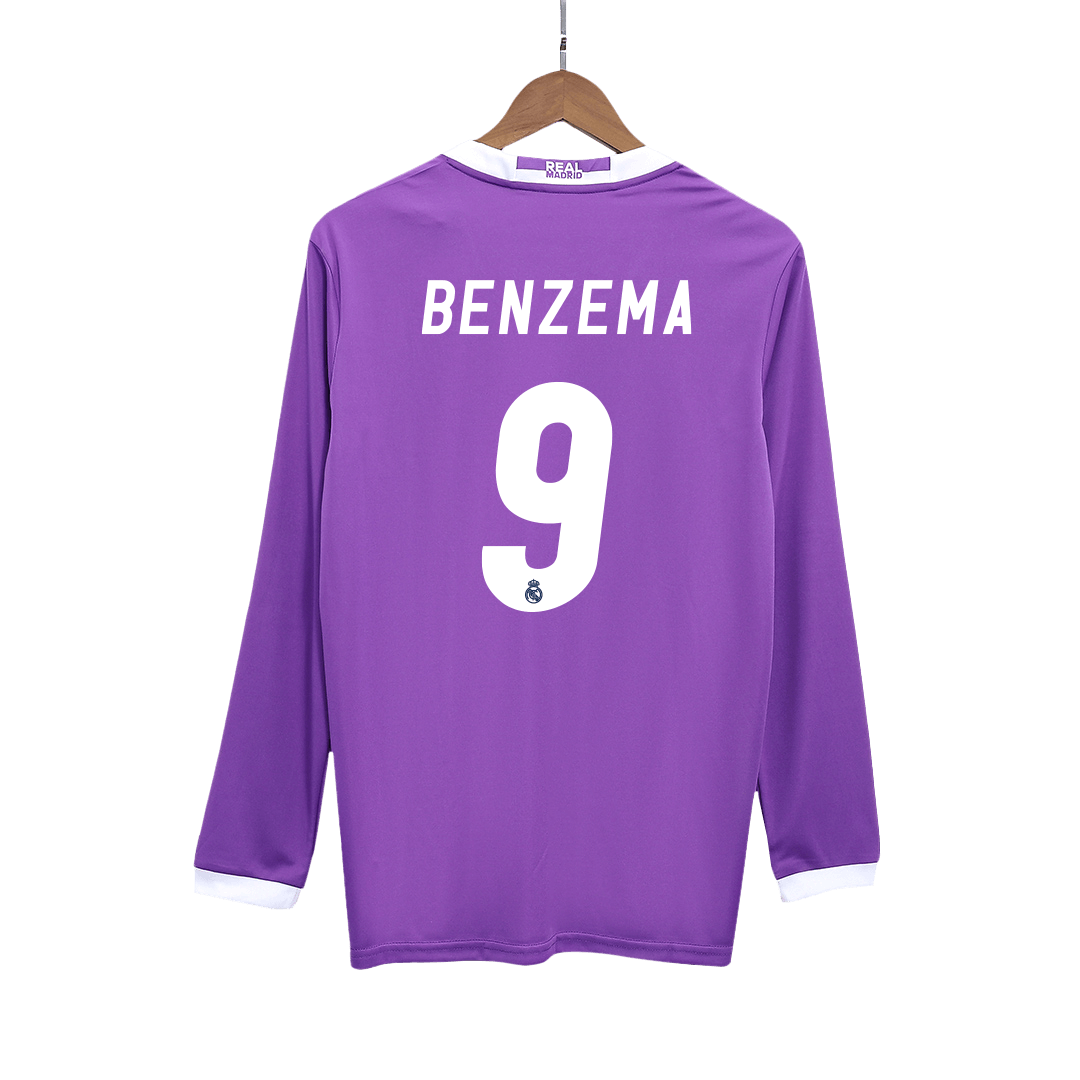 Tricouri Fotbal Vintage Real Madrid BENZEMA #9 Deplasare 2016/17 Mânecă Lungă