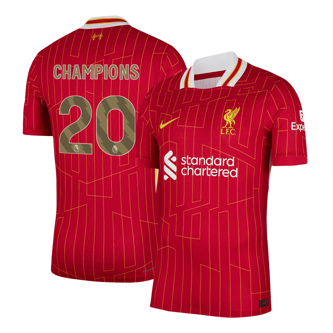 Tricouri Fotbal Liverpool CHAMPIONS #20 Acasă 2024/25 Authentic