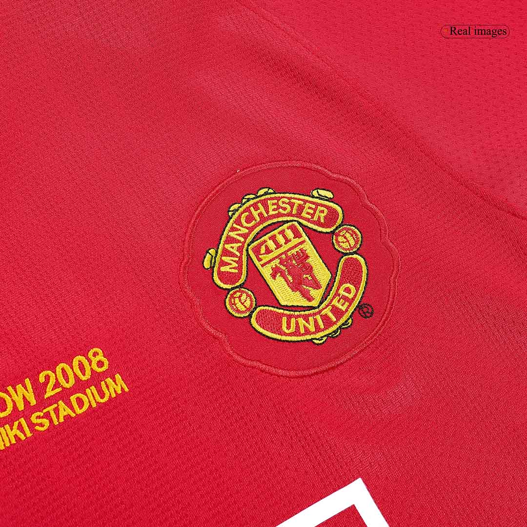 Tricouri Fotbal Vintage Manchester United RONALDO #7 Acasă 2007/08 Mânecă Lungă - UCL Final