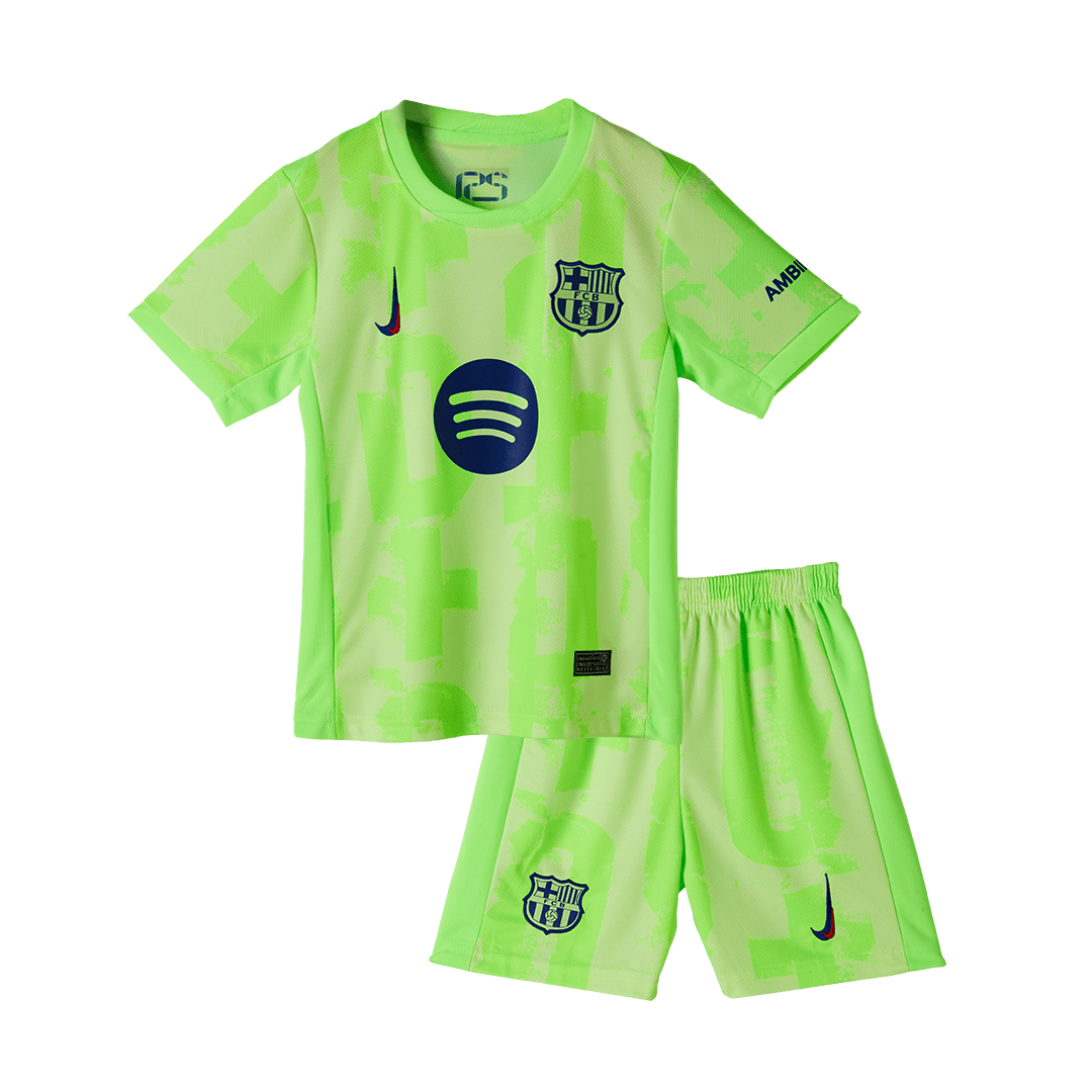 Set Tricouri Fotbal Barcelona Treilea 2024/25 Pentru Copii - UCL (Spotify Logo Without Text)