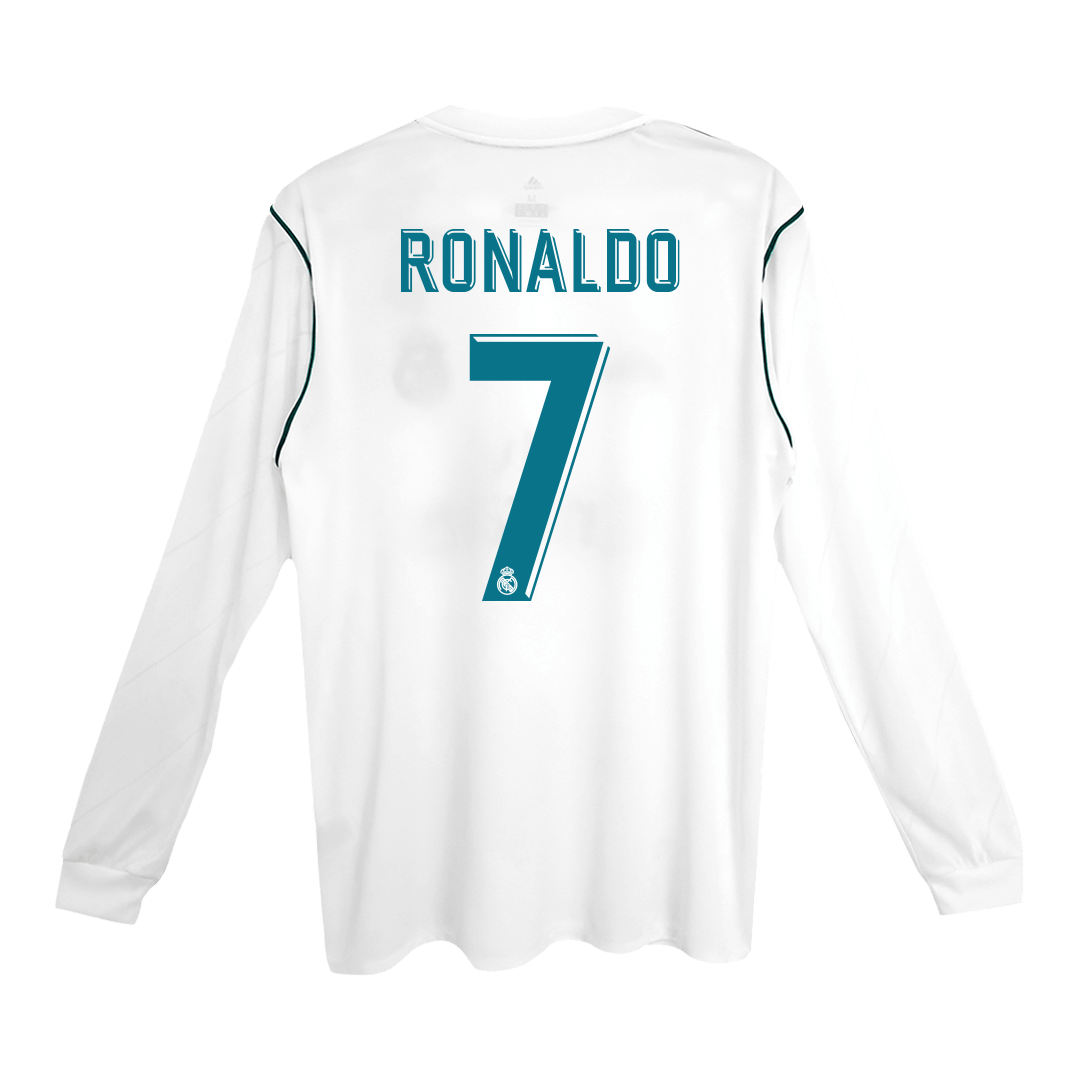 Tricouri Fotbal Vintage Real Madrid RONALDO #7 Acasă 2017/18 Mânecă Lungă