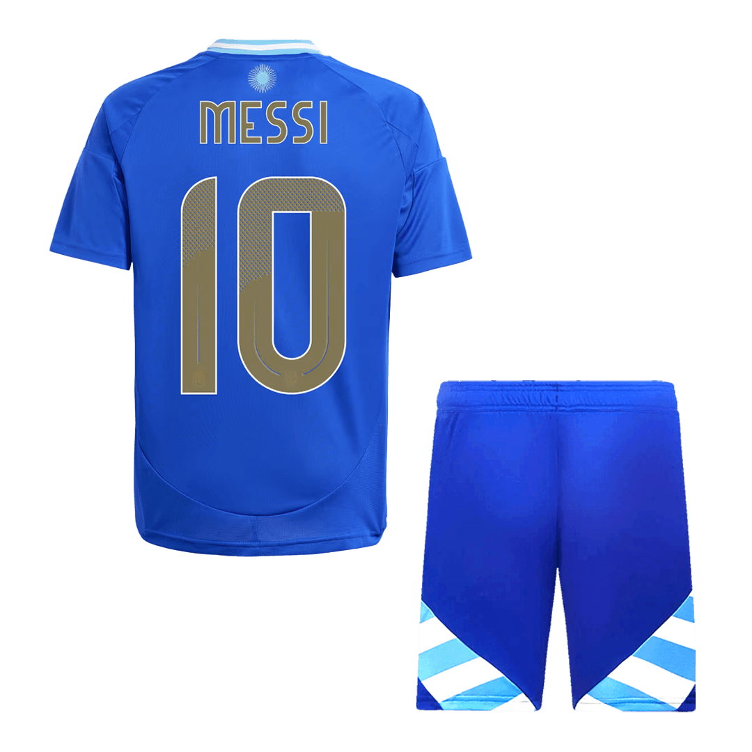 Set Tricouri Fotbal Argentina MESSI #10 Deplasare 2024 Pentru Copii