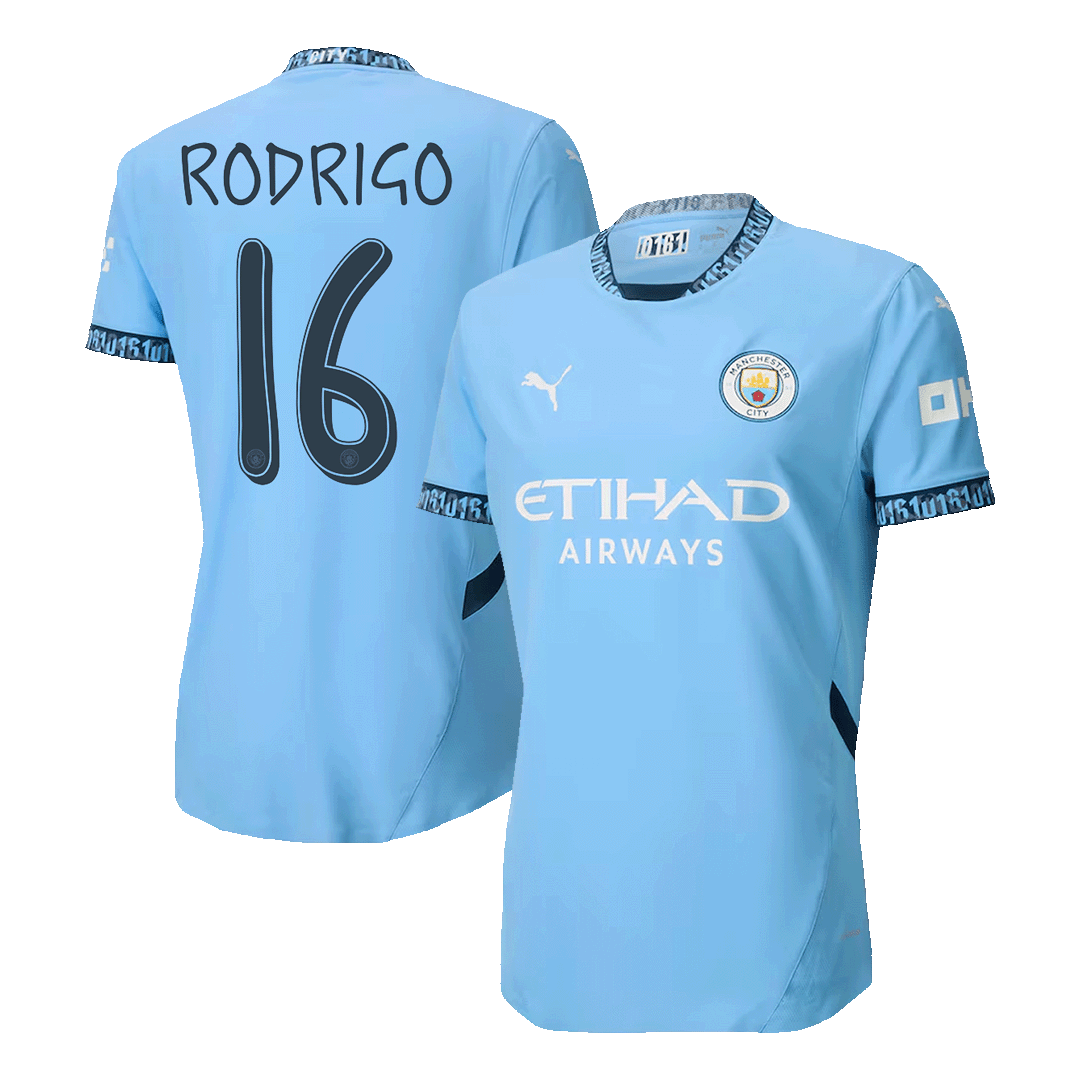 Tricouri Fotbal Manchester City RODRIGO #16 Acasă 2024/25 Authentic - UCL