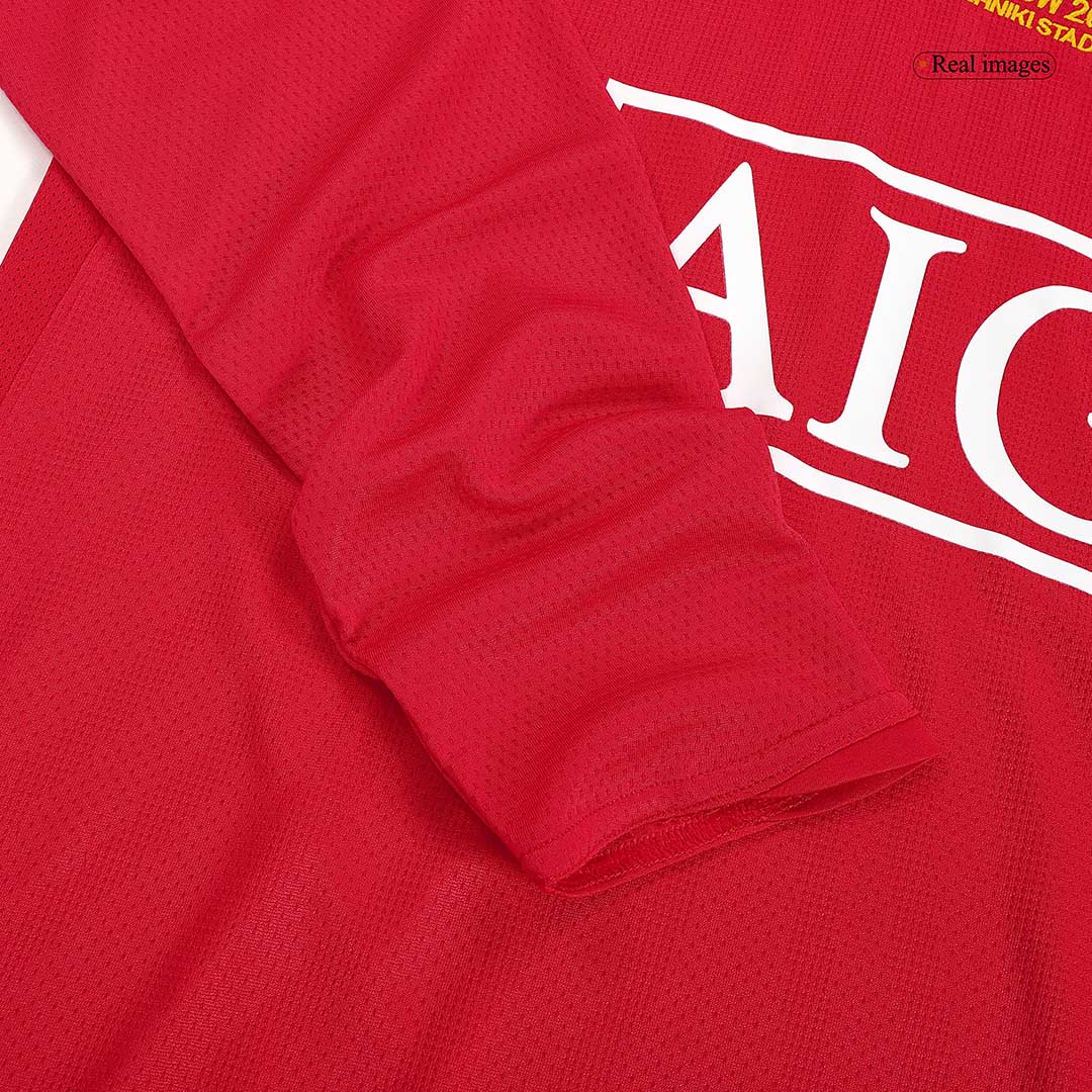 Tricouri Fotbal Vintage Manchester United RONALDO #7 Acasă 2007/08 Mânecă Lungă - UCL Final