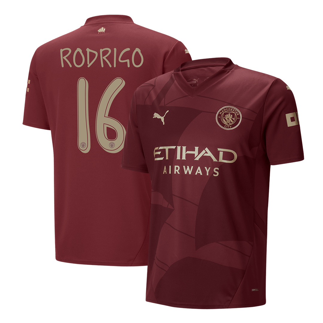 Tricouri Fotbal Manchester City RODRIGO #16 Treilea 2024/25 - UCL (mărime mare)