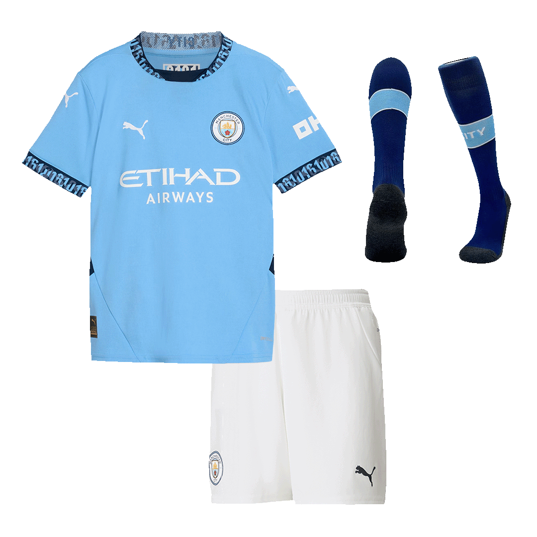 Set Tricouri Fotbal Manchester City Acasă 2024/25 Pentru Copii
