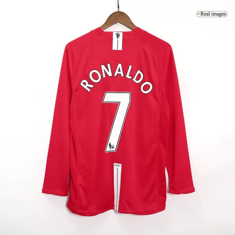 Tricouri Fotbal Vintage Manchester United RONALDO #7 Acasă 2007/08 Mânecă Lungă