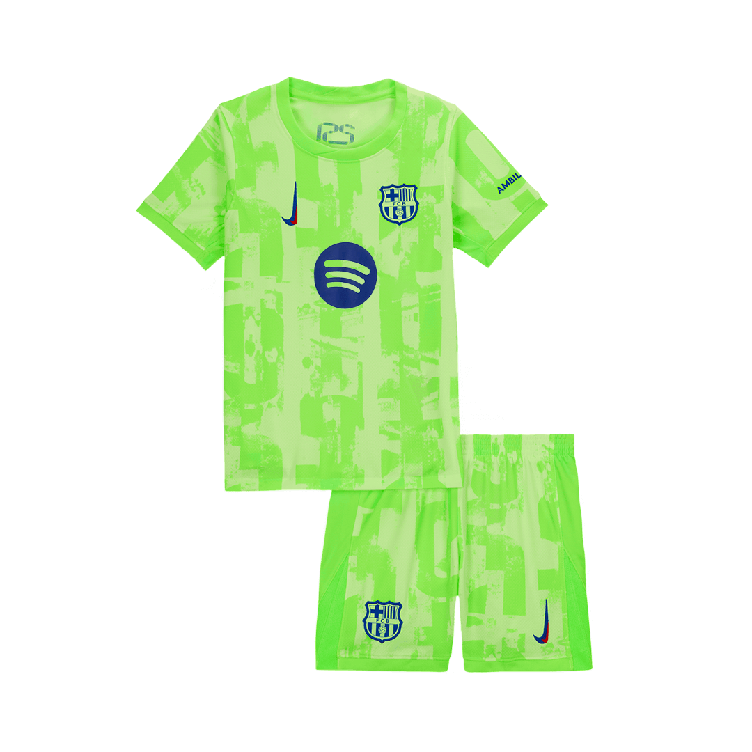 Set Tricouri Fotbal Barcelona Treilea 2024/25 Pentru Copii - UCL (Spotify Logo Without Text)