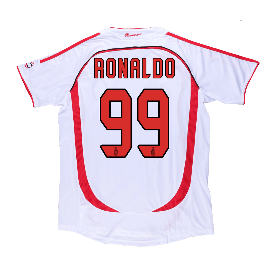 Tricouri Fotbal Vintage AC Milan RONALDO #99 Deplasare 2006/07 - UCL