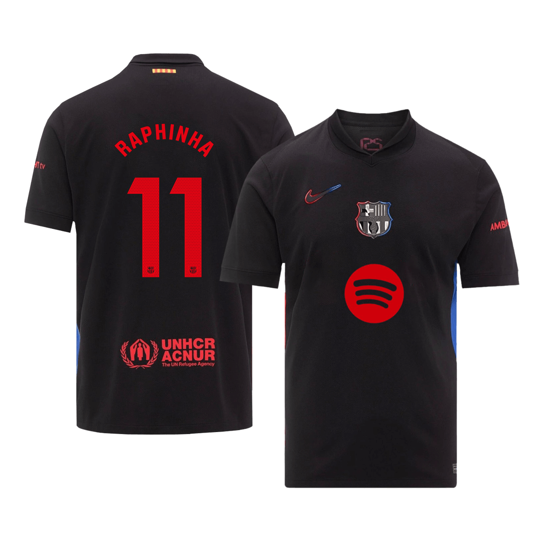 Tricouri Fotbal Barcelona RAPHINHA #11 Deplasare 2024/25 (Spotify Logo Without Text) (mărime mare)