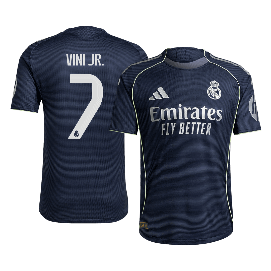 Tricouri Fotbal Real Madrid VINI JR. #7 Deplasare 2025/26 Authentic