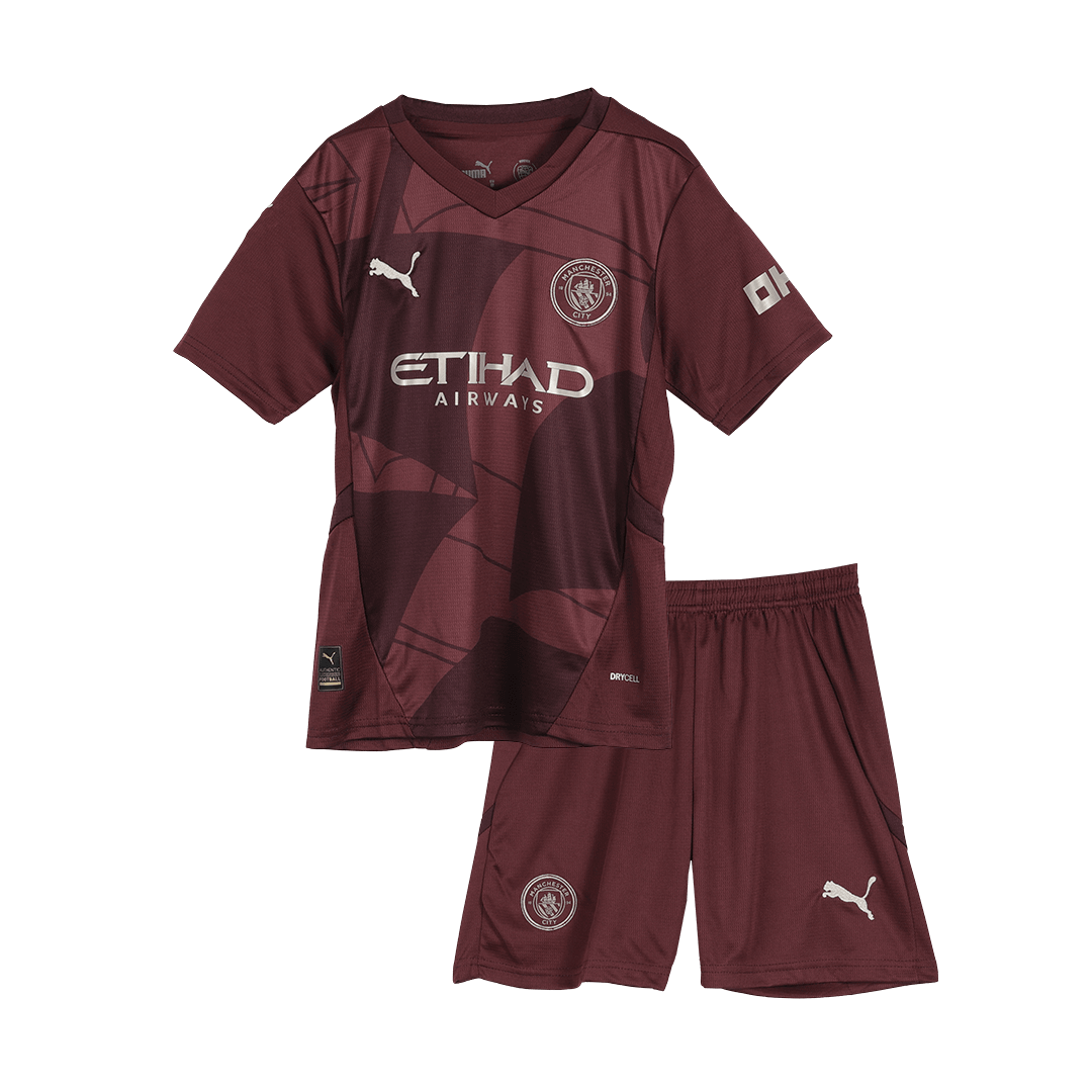 Set Tricouri Fotbal Manchester City Treilea 2024/25 Pentru Copii.
