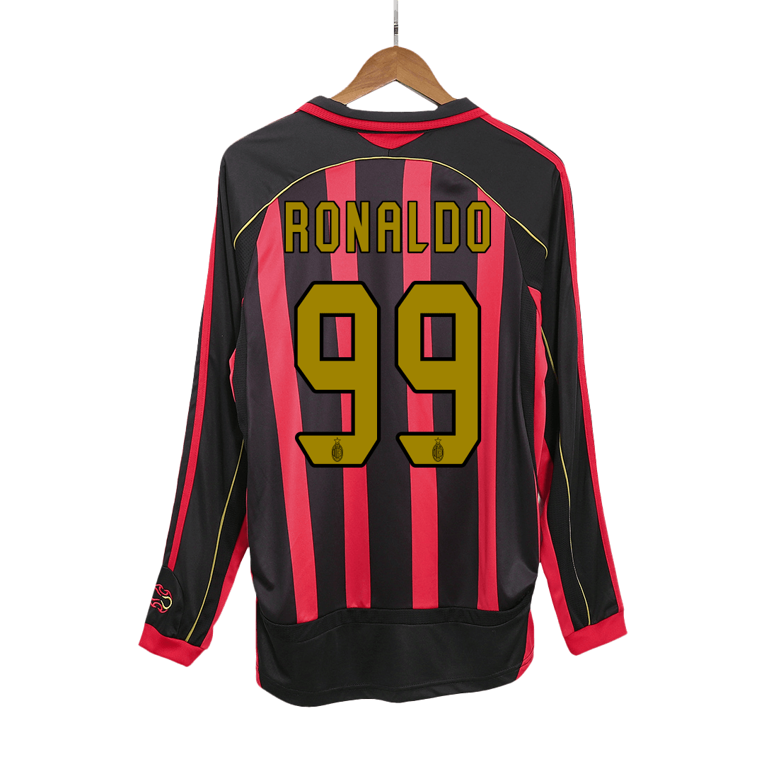 Tricouri Fotbal Vintage AC Milan RONALDO #99 Acasă 2006/07 Mânecă Lungă