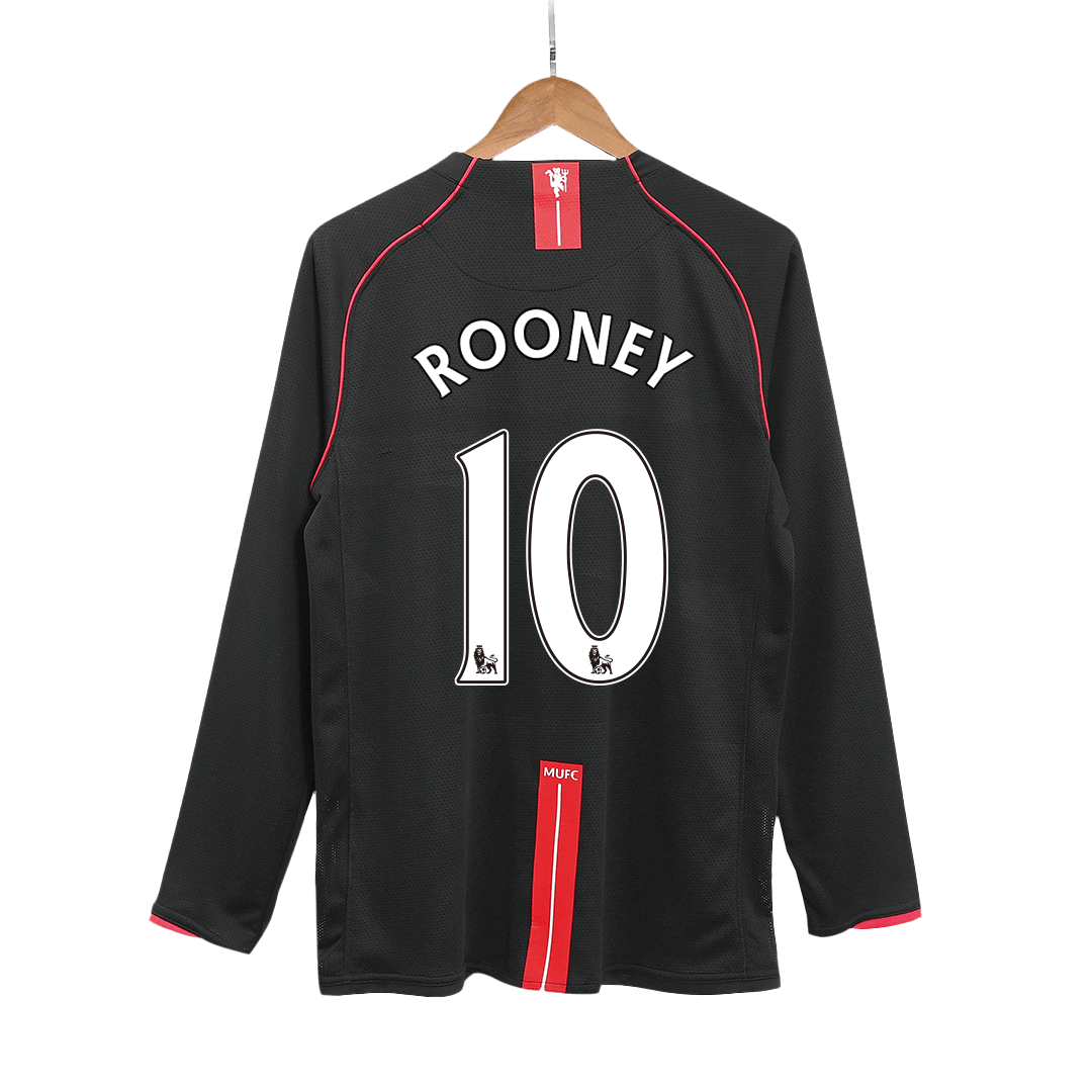 Tricouri Fotbal Vintage Manchester United ROONEY #10 Deplasare 2007/08 Mânecă Lungă