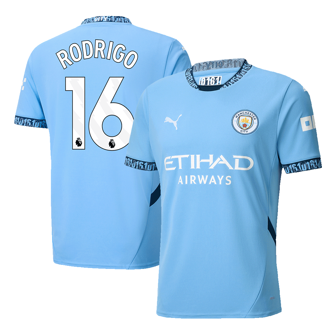 Tricouri Fotbal Manchester City RODRIGO #16 Acasă 2024/25 (mărime mare)