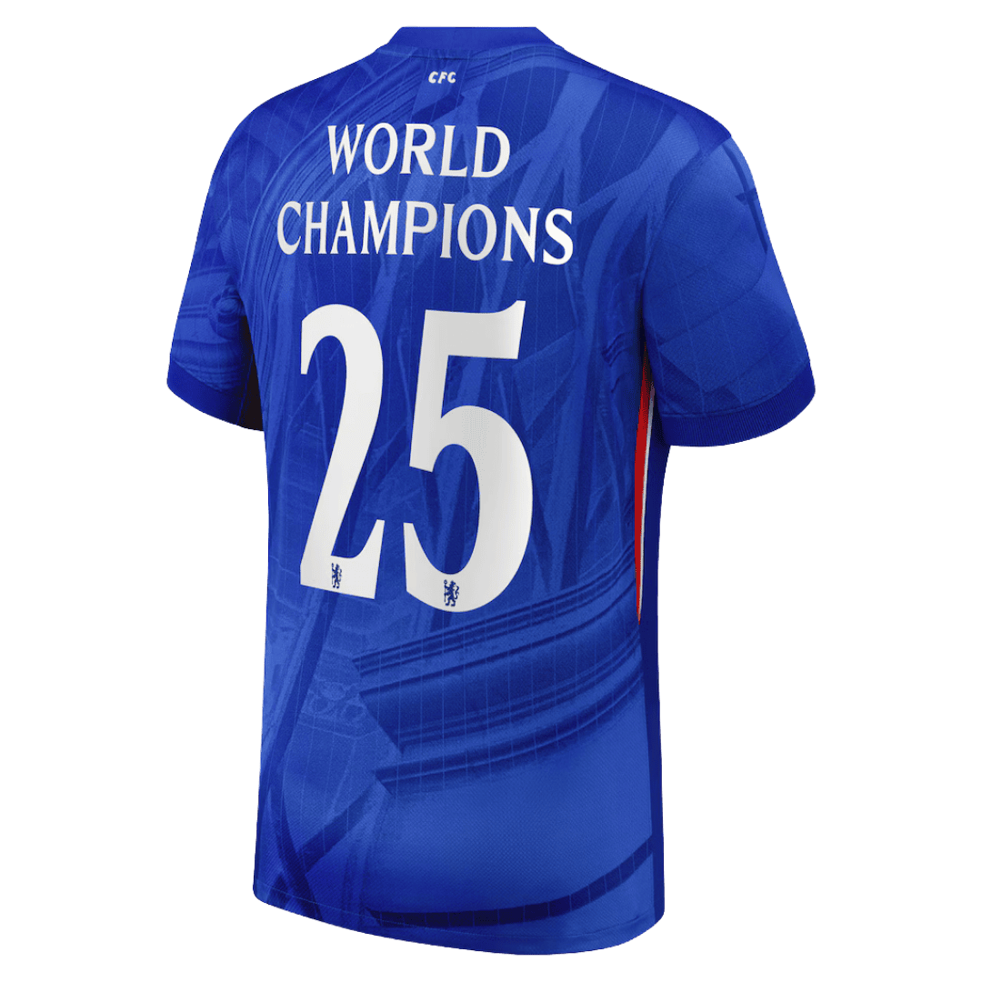 Tricouri Fotbal Chelsea WORLD CHAMPIONS #25 Acasă 2025/26 cu emblemă pe piept - Premium