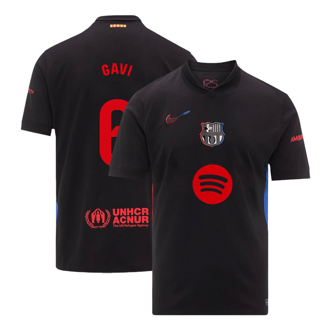 Tricouri Fotbal Barcelona GAVI #6 Deplasare 2024/25 (Spotify Logo Without Text) (mărime mare)