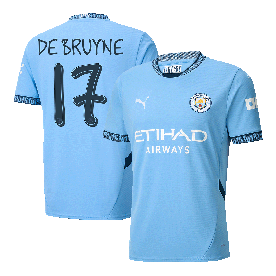 Tricouri Fotbal Manchester City DE BRUYNE #17 Acasă 2024/25 - UCL (mărime mare)