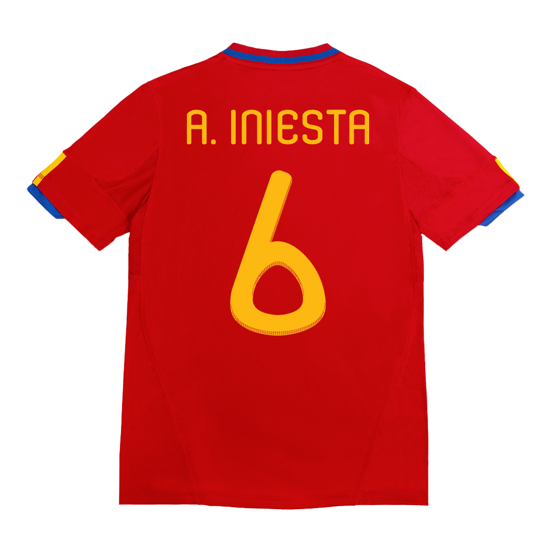 Tricouri Fotbal Vintage Spania A. INIESTA #6 Acasă 2010