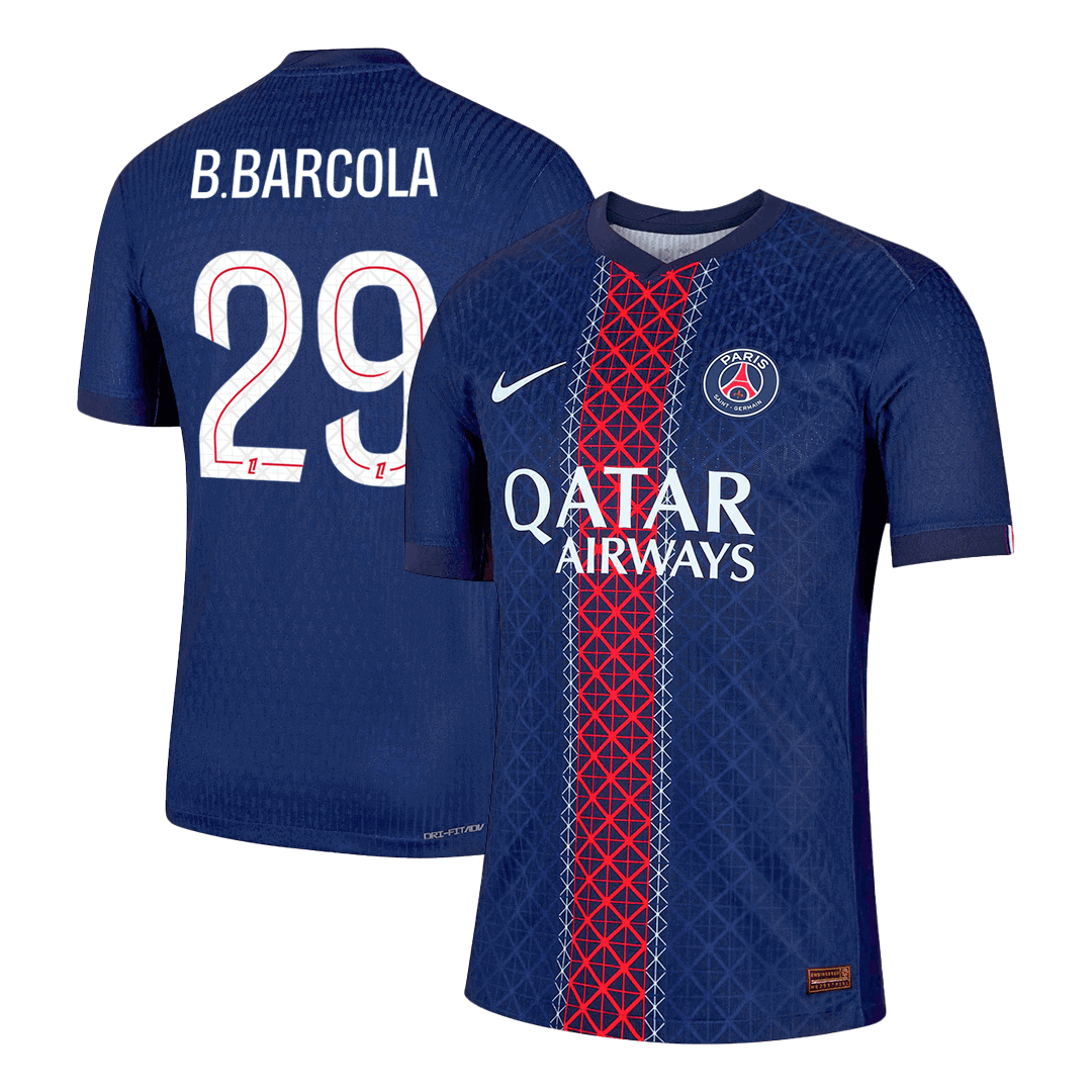 Tricouri Fotbal PSG B.BARCOLA #29 Acasă 2025/26 Authentic