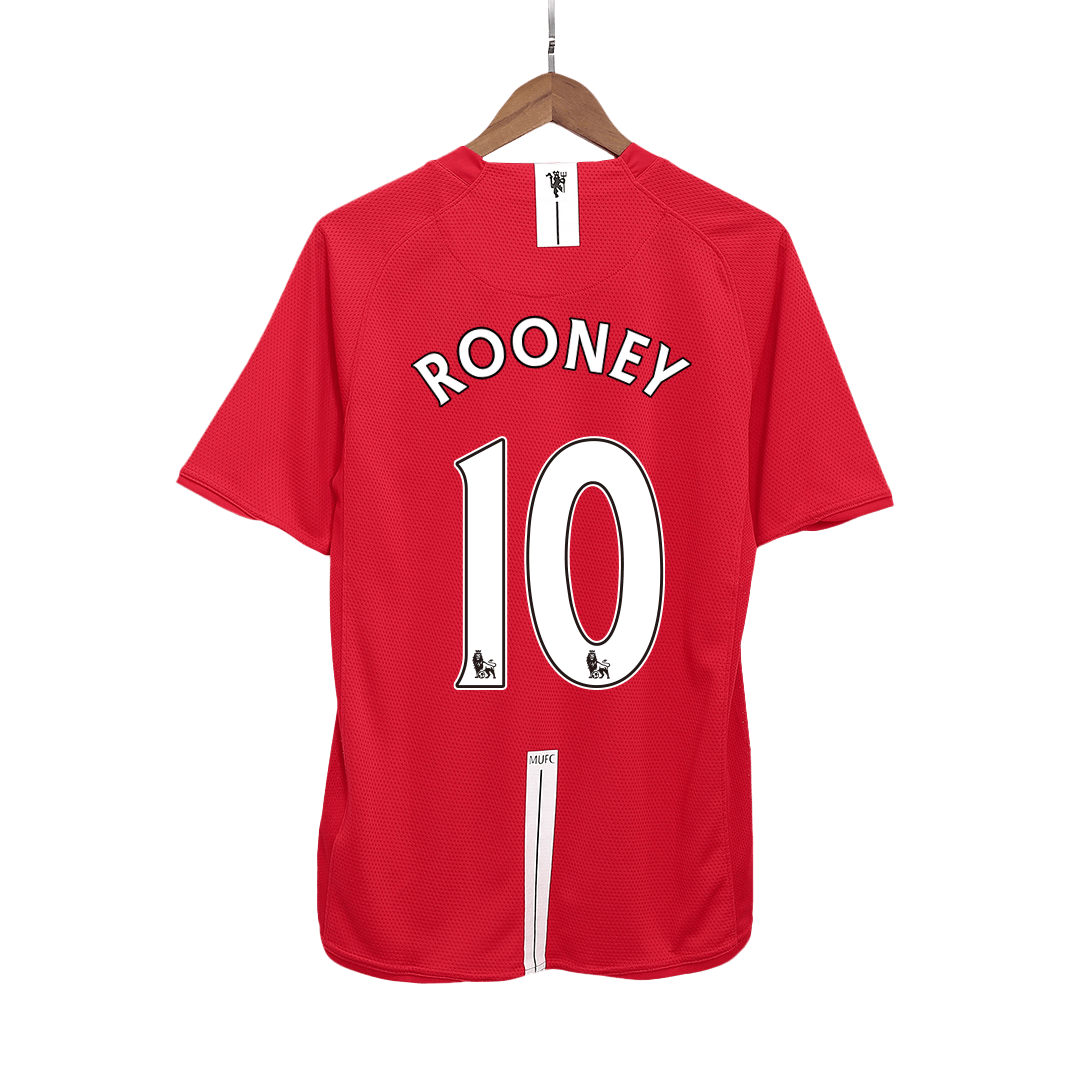 Tricouri Fotbal Vintage Manchester United ROONEY #10 Acasă 2007/08