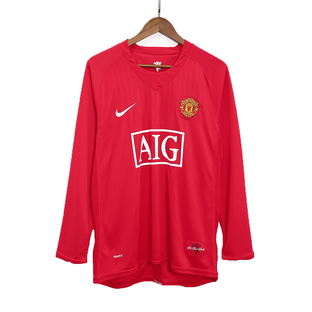 Tricouri Fotbal Vintage Manchester United Acasă 2007/08 Mânecă Lungă