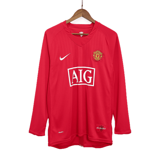 Tricouri Fotbal Vintage Manchester United Acasă 2007/08 Mânecă Lungă