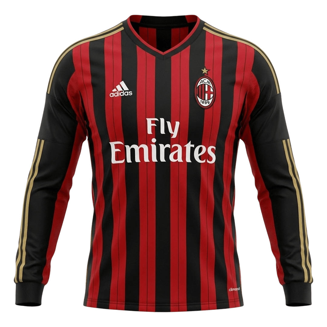 Tricouri Fotbal Vintage AC Milan Acasă 2013/14 Mânecă Lungă