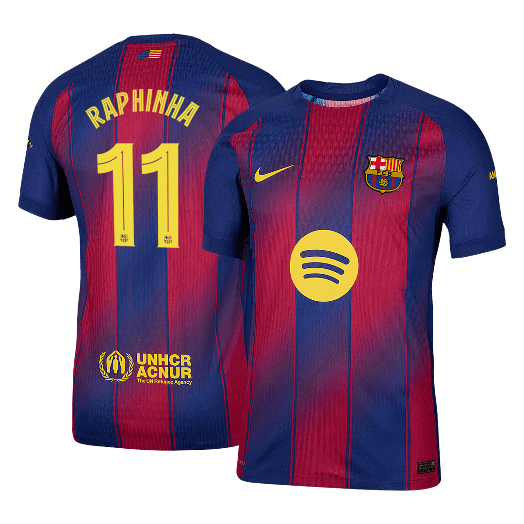 Tricouri Fotbal Barcelona RAPHINHA #11 Acasă 2025/26 Authentic - UCL