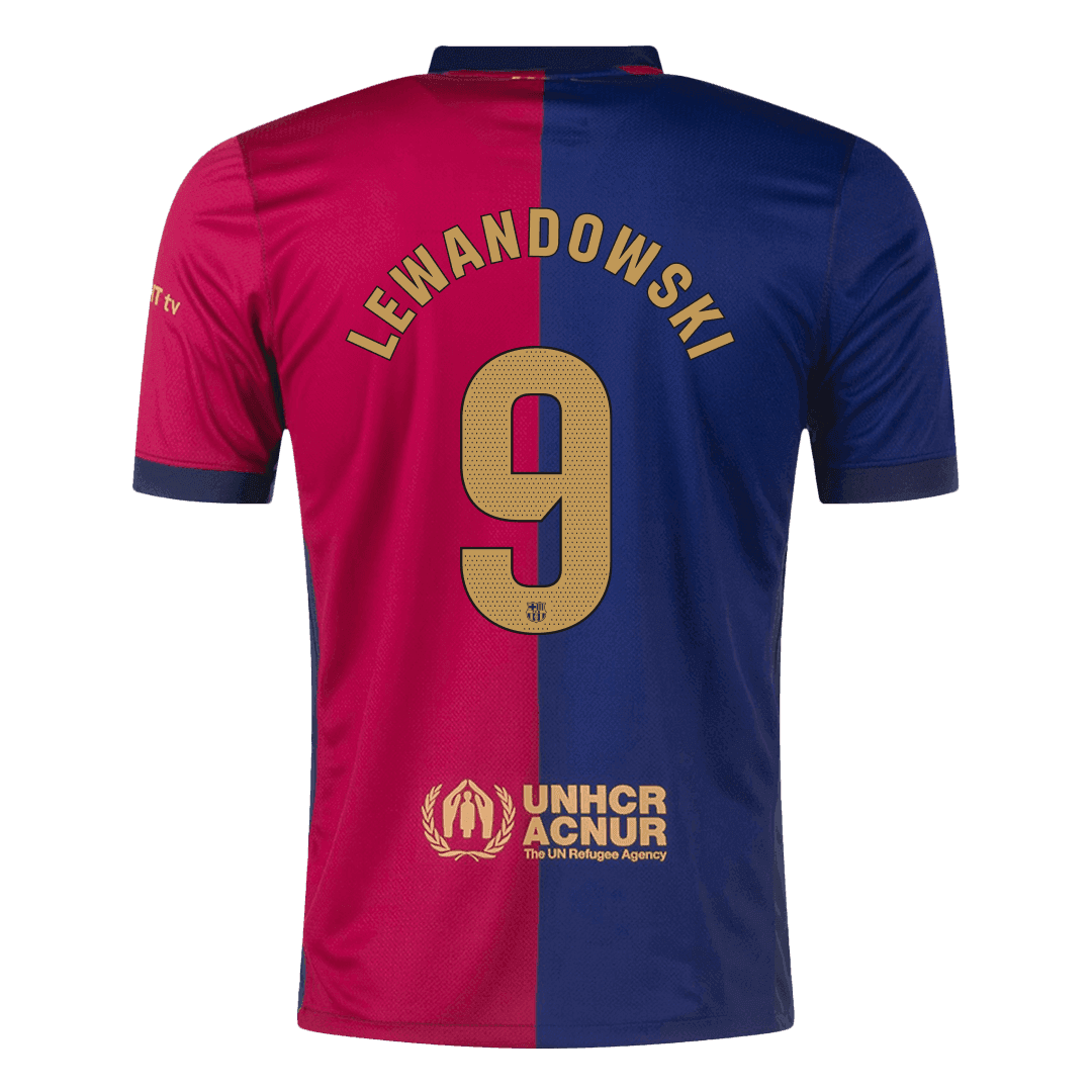 Tricouri Fotbal Barcelona LEWANDOWSKI #9 Acasă 2024/25 (Spotify Logo Without Text)