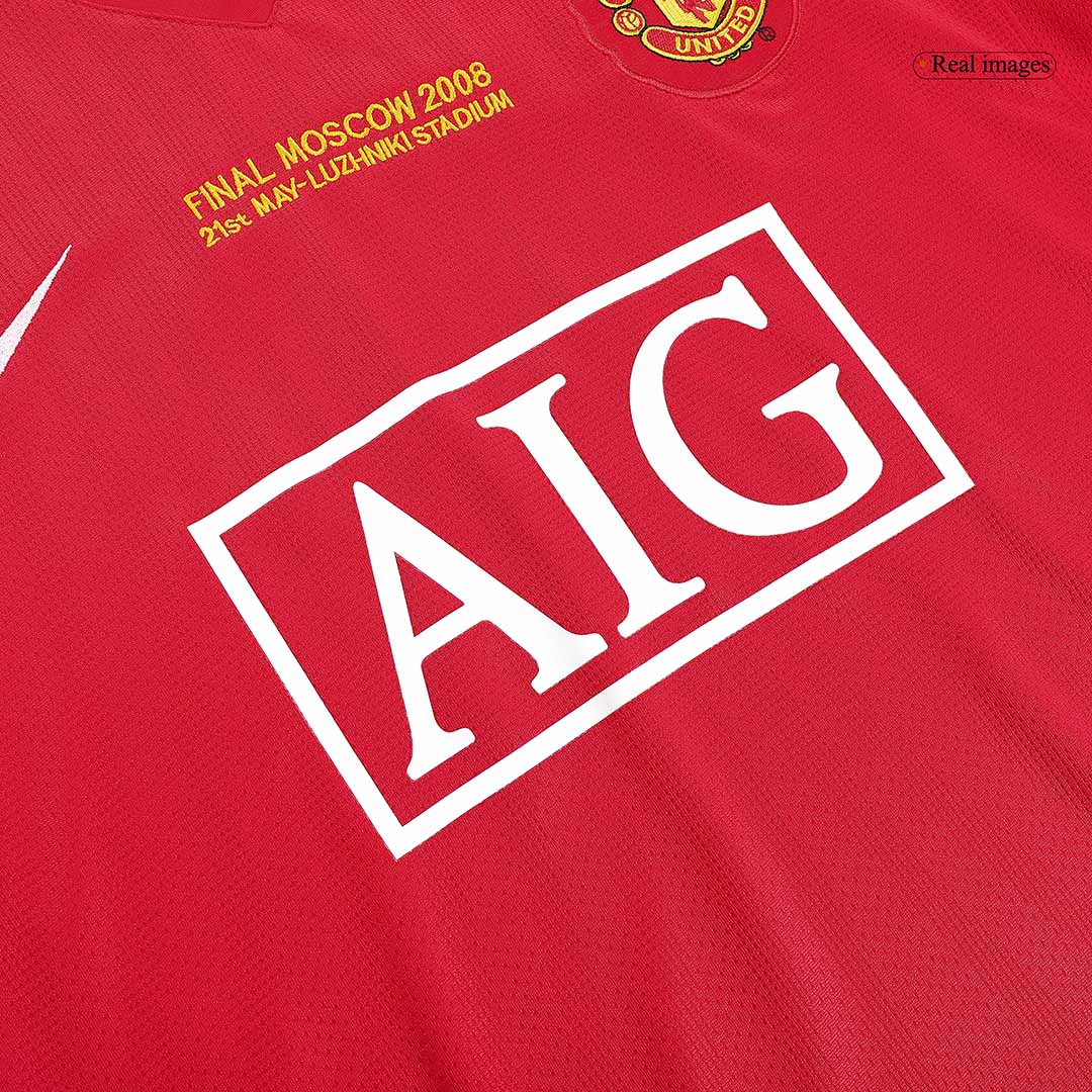 Tricouri Fotbal Vintage Manchester United RONALDO #7 Acasă 2007/08 Mânecă Lungă - UCL Final