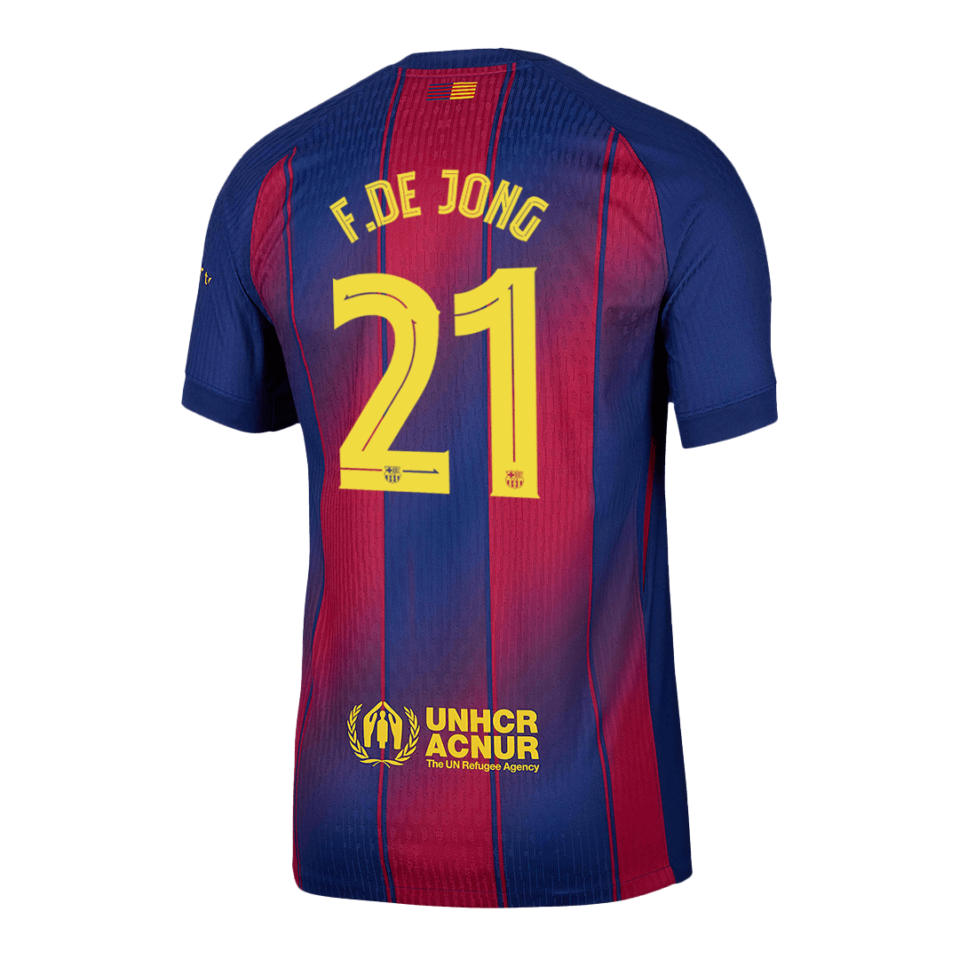 Tricouri Fotbal Barcelona F.DE JONG #21 Acasă 2025/26 Authentic - UCL