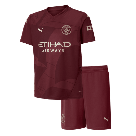 Set Tricouri Fotbal Manchester City Treilea 2024/25 Pentru Copii