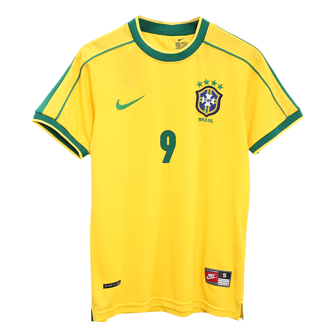 Tricouri Fotbal Vintage Brazilia RONALDO #9 Acasă 1998