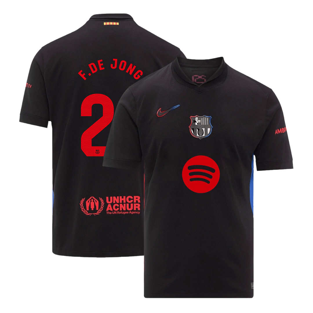 Tricouri Fotbal Barcelona F.DE JONG #21 Deplasare 2024/25 (Spotify Logo Without Text) (mărime mare)